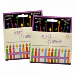 Angel Flames Birthday Cake Candles with Colored Flames 2 Packs (12pcs per Box, Holders Included)