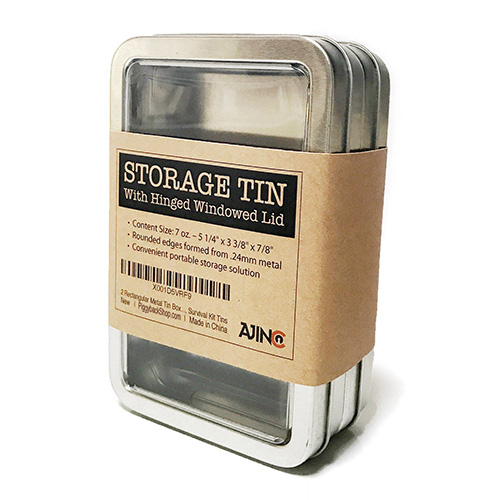 Survival Kit Tin Higen Lid Small Empty Silver Flip Metal Storage Box Case DSUK 