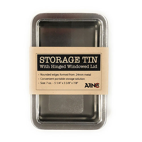 Rectangular Metal Storage Tin Box with Windowed Hinged Lid – 5.38