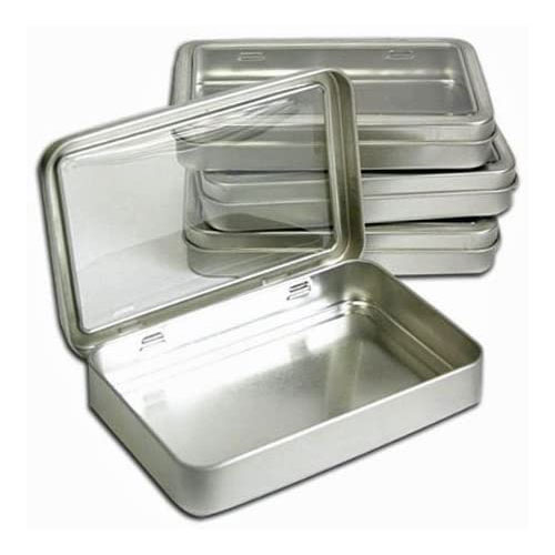 5 Blank Clear Lid Metal Tin Survival Kit Containers #1