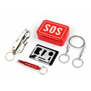 5-in-1 SOS Emergency Compact Pocket Size Survival Kit Tools Camping Gear